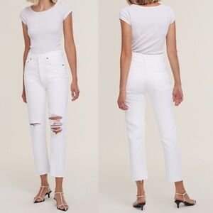 NWT Agolde Riley High Rise Straight Crop in White